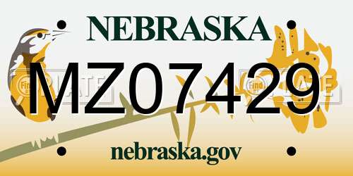 MZ07429 Nebraska License Plate