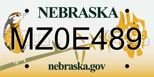 MZ0E489 Nebraska License Plate