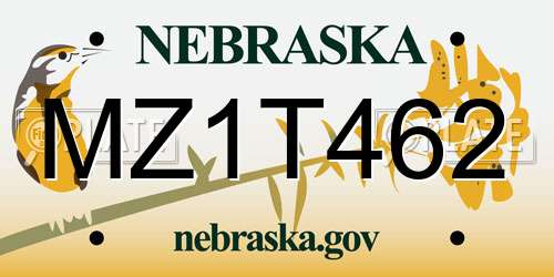 MZ1T462 Nebraska License Plate