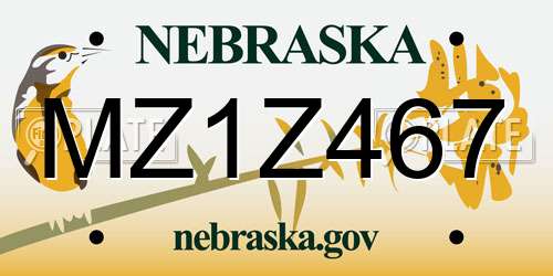 MZ1Z467 Nebraska License Plate