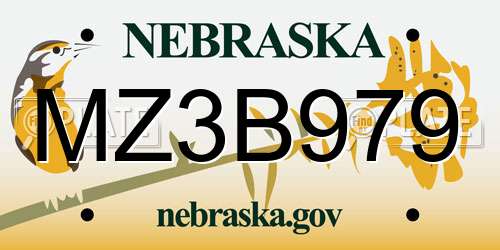 MZ3B979 Nebraska License Plate