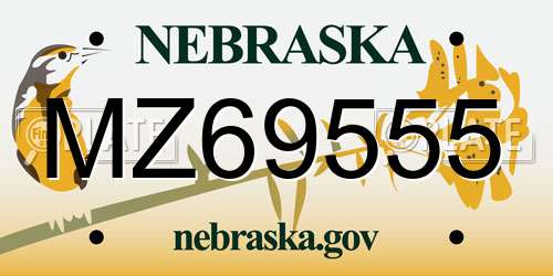 MZ69555 Nebraska License Plate
