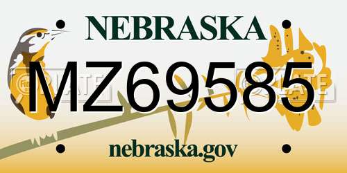 MZ69585 Nebraska License Plate