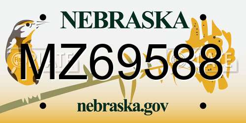 MZ69588 Nebraska License Plate