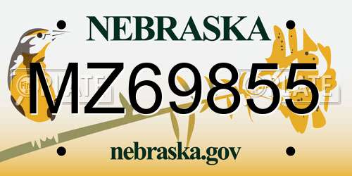 MZ69855 Nebraska License Plate