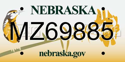 MZ69885 Nebraska License Plate