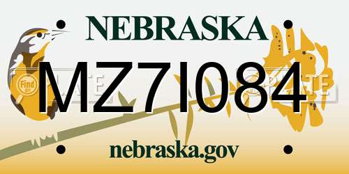 MZ7I084 Nebraska License Plate