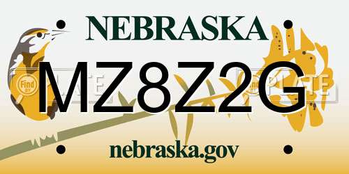 MZ8Z2G Nebraska License Plate