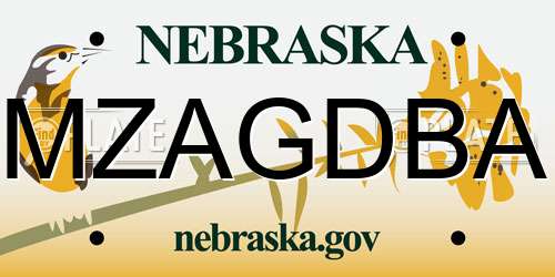 MZAGDBA Nebraska License Plate