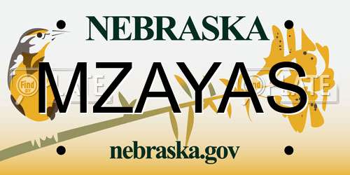 MZAYAS Nebraska License Plate