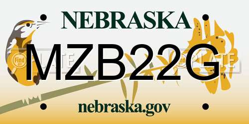 MZB22G Nebraska License Plate