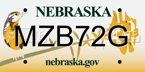 MZB72G Nebraska License Plate
