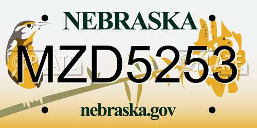 MZD5253 Nebraska License Plate
