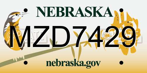 MZD7429 Nebraska License Plate