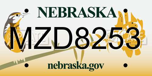MZD8253 Nebraska License Plate