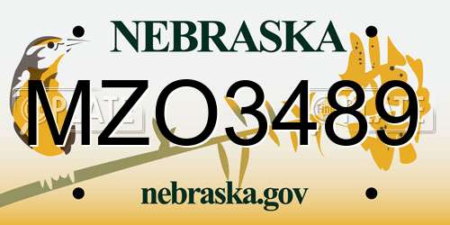 MZO3489 Nebraska License Plate