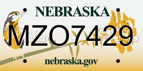 MZO7429 Nebraska License Plate