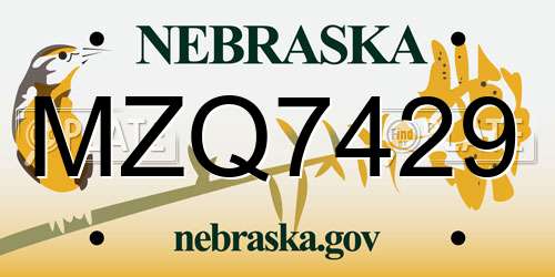 MZQ7429 Nebraska License Plate