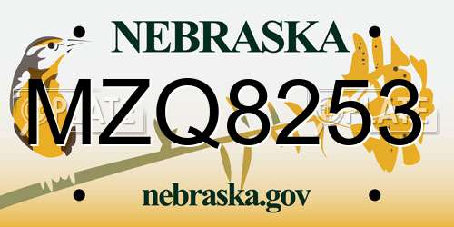 MZQ8253 Nebraska License Plate