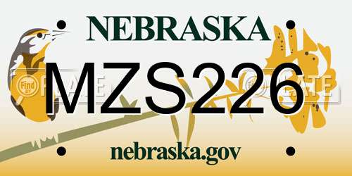 MZS226 Nebraska License Plate