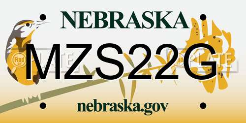 MZS22G Nebraska License Plate