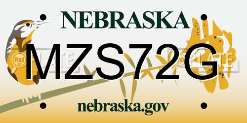 MZS72G Nebraska License Plate
