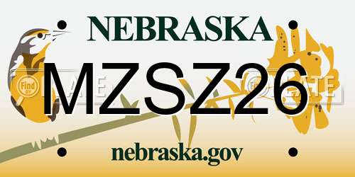 MZSZ26 Nebraska License Plate