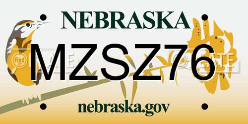 MZSZ76 Nebraska License Plate