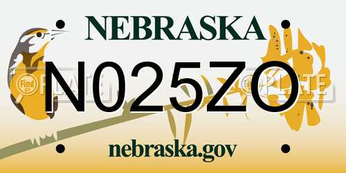 N025ZO Nebraska License Plate