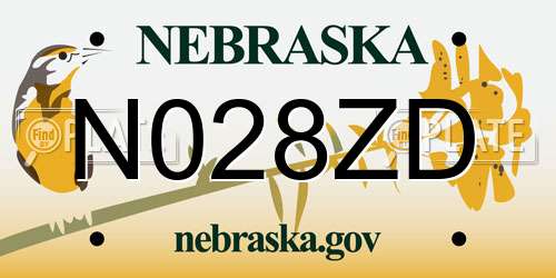 N028ZD Nebraska License Plate