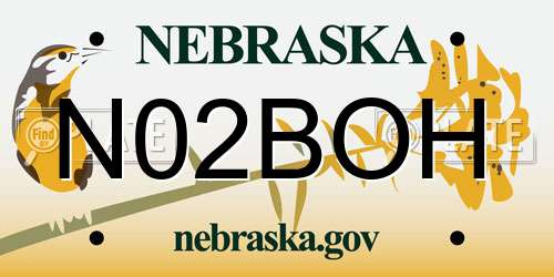N02BOH Nebraska License Plate