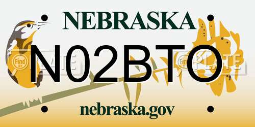 N02BTO Nebraska License Plate