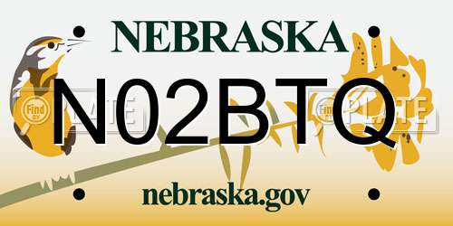 N02BTQ Nebraska License Plate