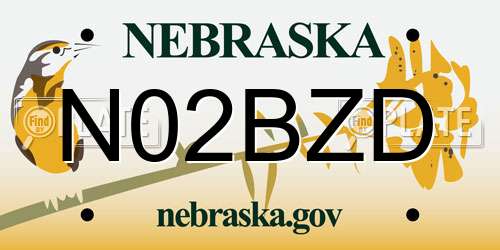 N02BZD Nebraska License Plate