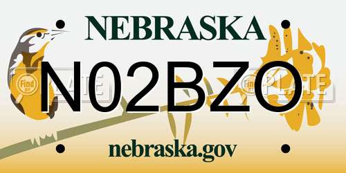 N02BZO Nebraska License Plate