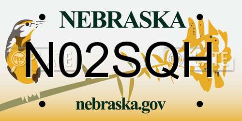 N02SQH Nebraska License Plate