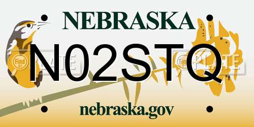 N02STQ Nebraska License Plate