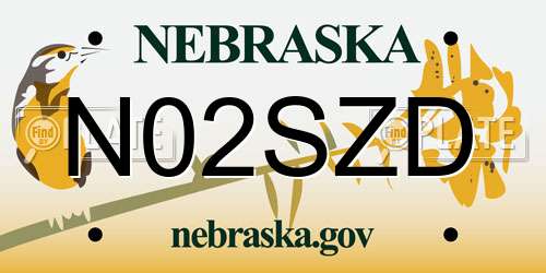 N02SZD Nebraska License Plate