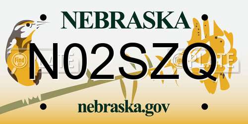 N02SZQ Nebraska License Plate