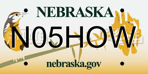 N05HOW Nebraska License Plate