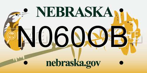 N060OB Nebraska License Plate
