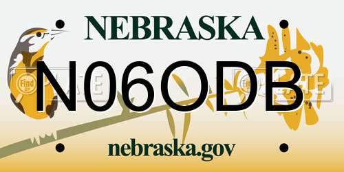 N06ODB Nebraska License Plate