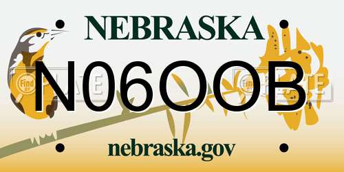 N06OOB Nebraska License Plate
