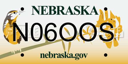 N06OOS Nebraska License Plate