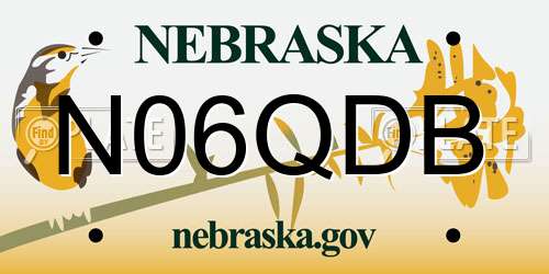 N06QDB Nebraska License Plate