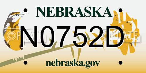 N0752D Nebraska License Plate