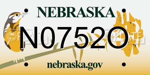 N0752O Nebraska License Plate
