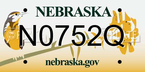 N0752Q Nebraska License Plate