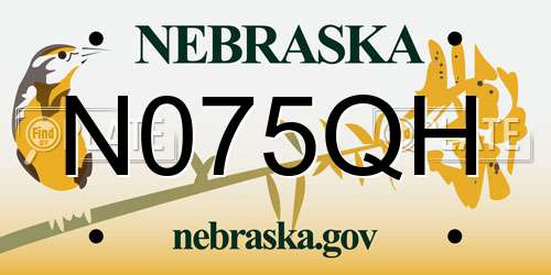 N075QH Nebraska License Plate