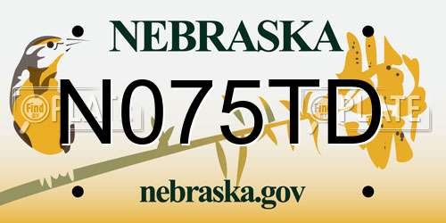 N075TD Nebraska License Plate